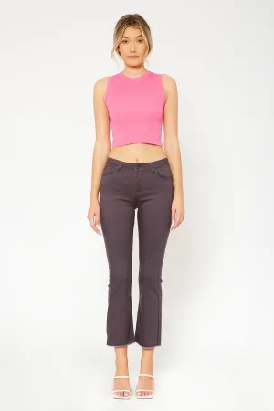 Low-rise charcoal skinny flare pants