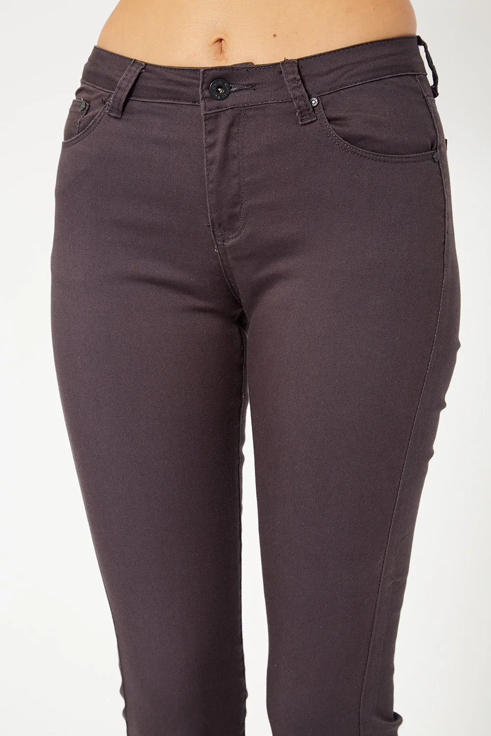 Low-rise charcoal skinny flare pants