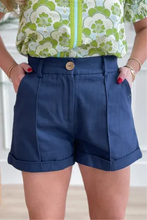 Luna High Waisted Cuffed Pintuck Short