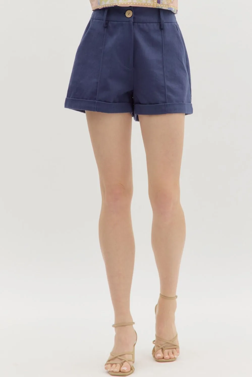 Luna High Waisted Cuffed Pintuck Short