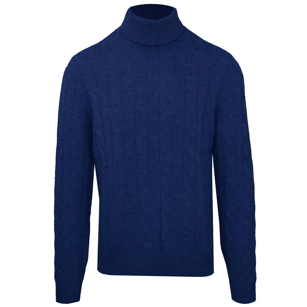 Malo Blue Wool Men Sweater Turtleneck