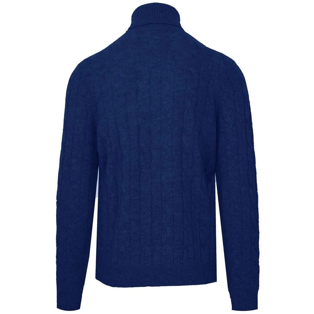 Malo Blue Wool Men Sweater Turtleneck