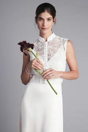 Mandarin Collar Sleeveless Shirt