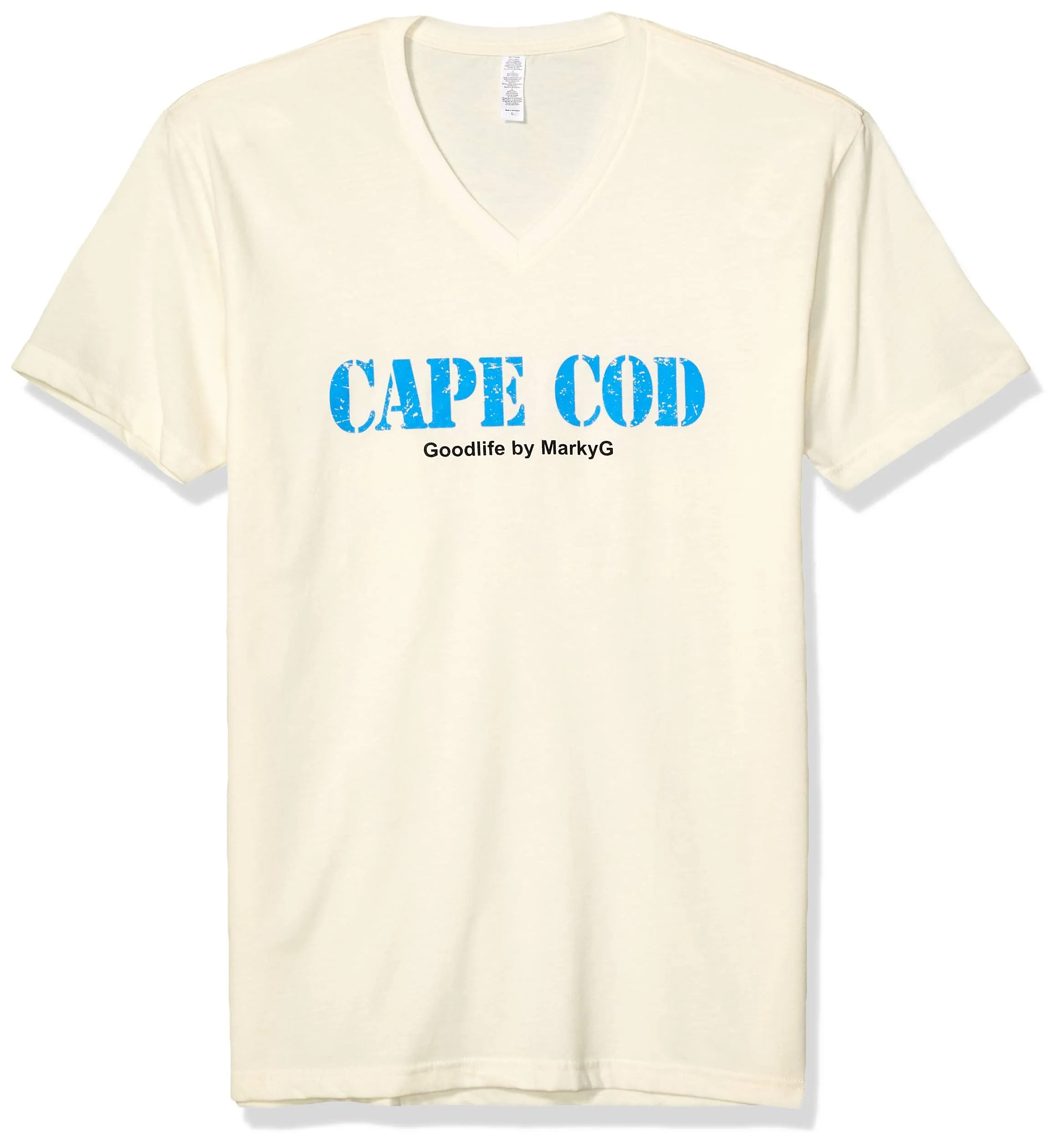 Marky G Apparel Men's Cape Cod Graphic Printed Premium Tops Fitted Sueded Short Sleeve V-Neck T-Shirt