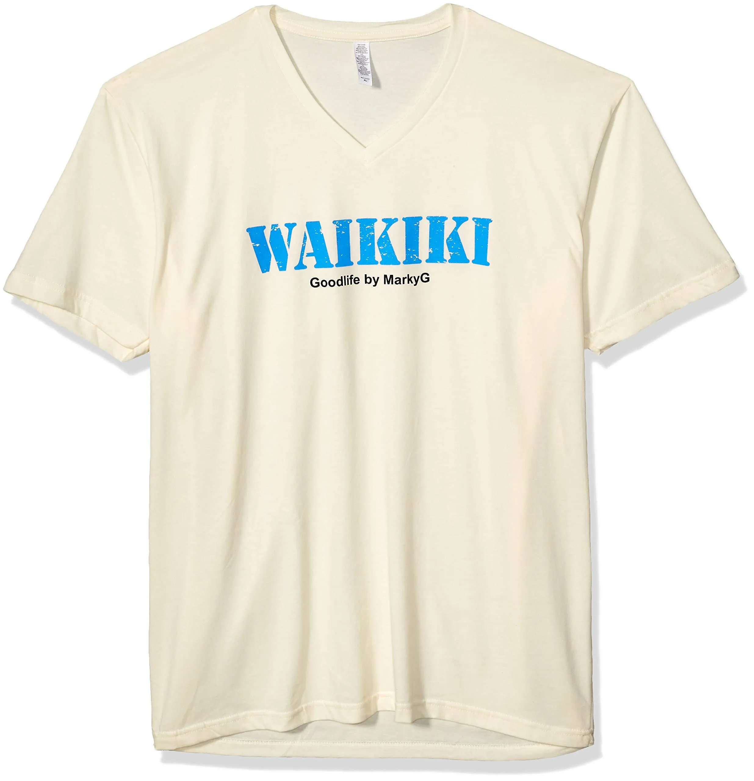 Marky G Apparel Men's Cinque Terre Graphic Printed Premium Tops Fitted Sueded Short Sleeve V-Neck T-Shirt