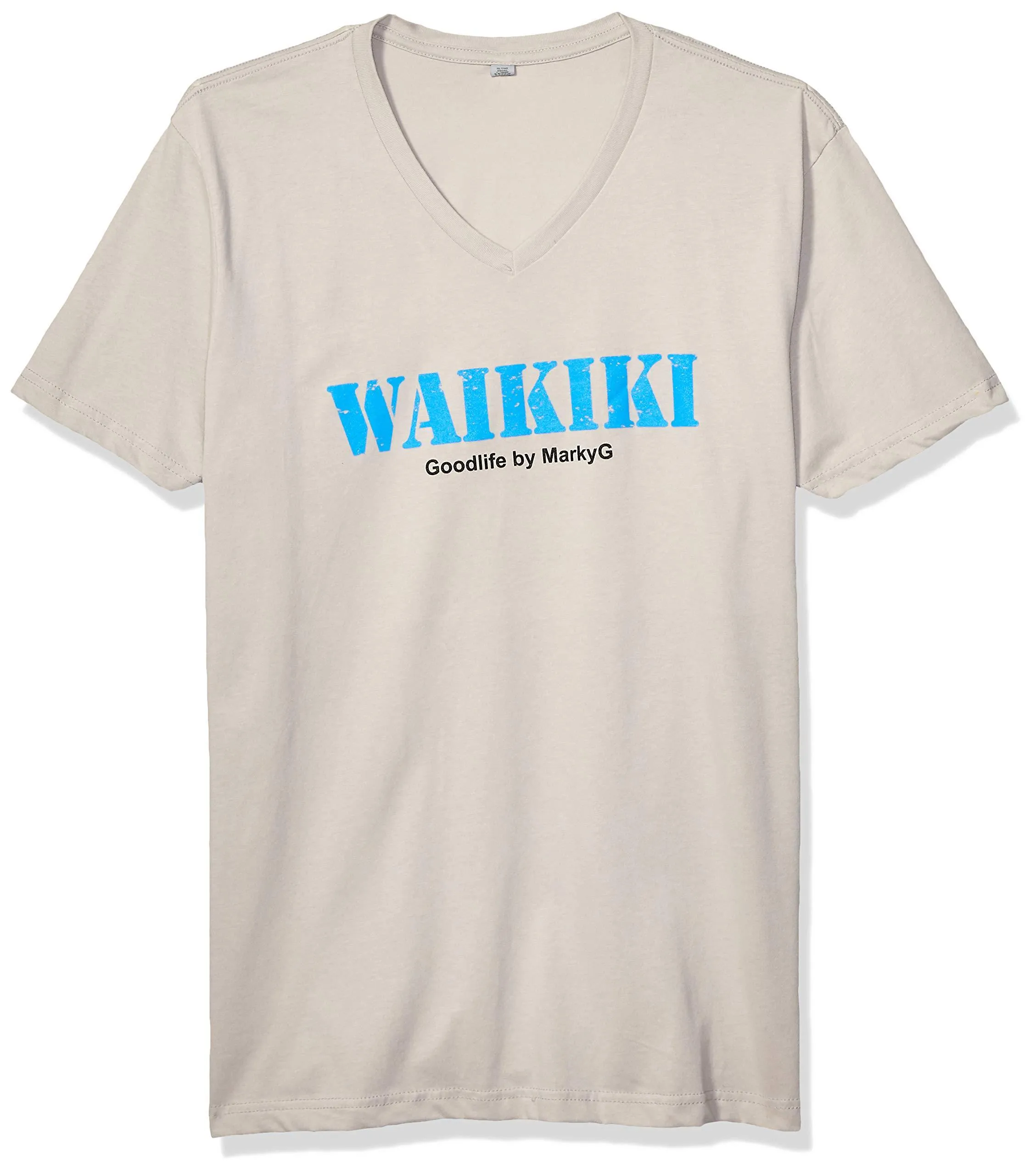 Marky G Apparel Men's Cinque Terre Graphic Printed Premium Tops Fitted Sueded Short Sleeve V-Neck T-Shirt