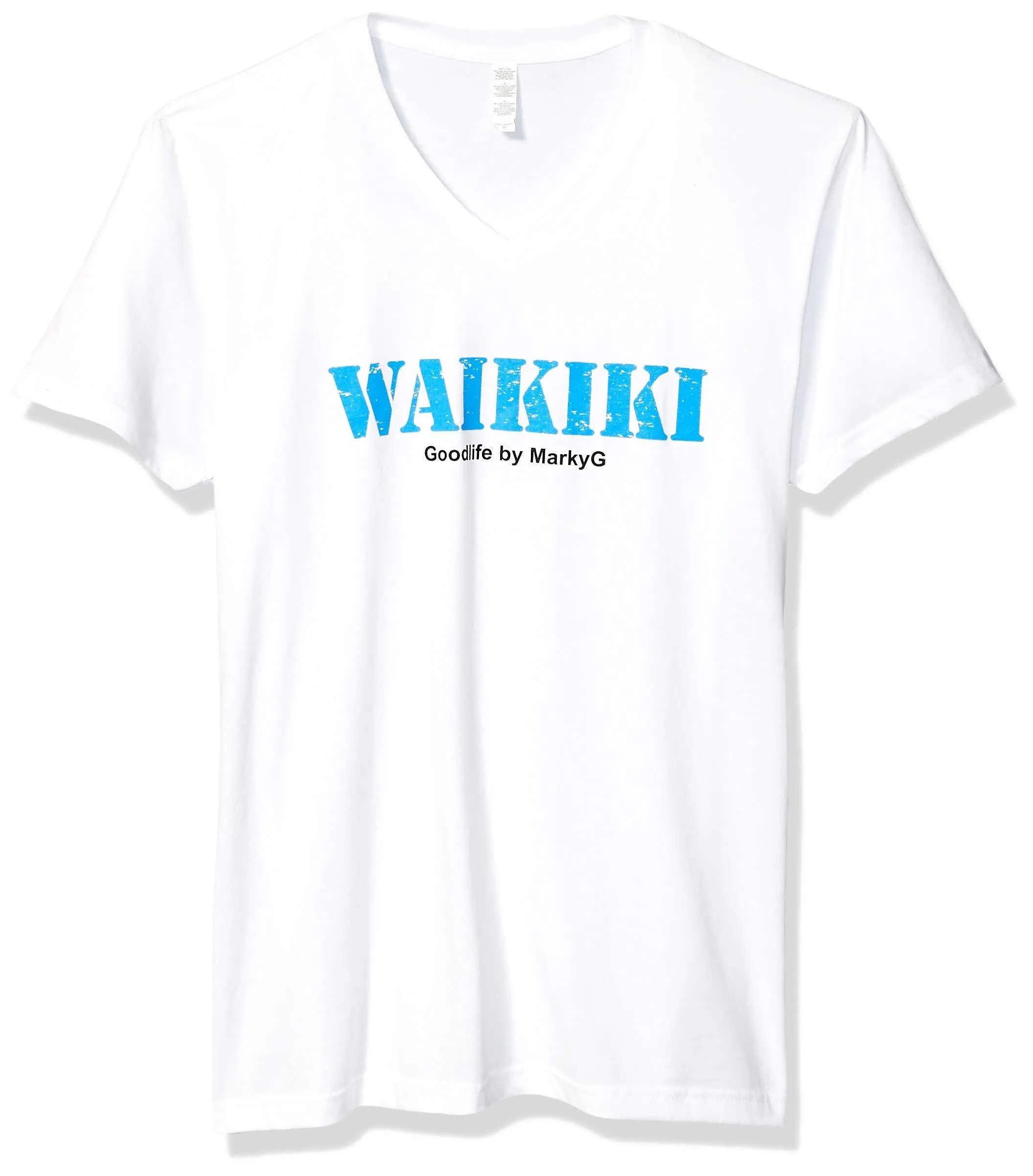 Marky G Apparel Men's Cinque Terre Graphic Printed Premium Tops Fitted Sueded Short Sleeve V-Neck T-Shirt