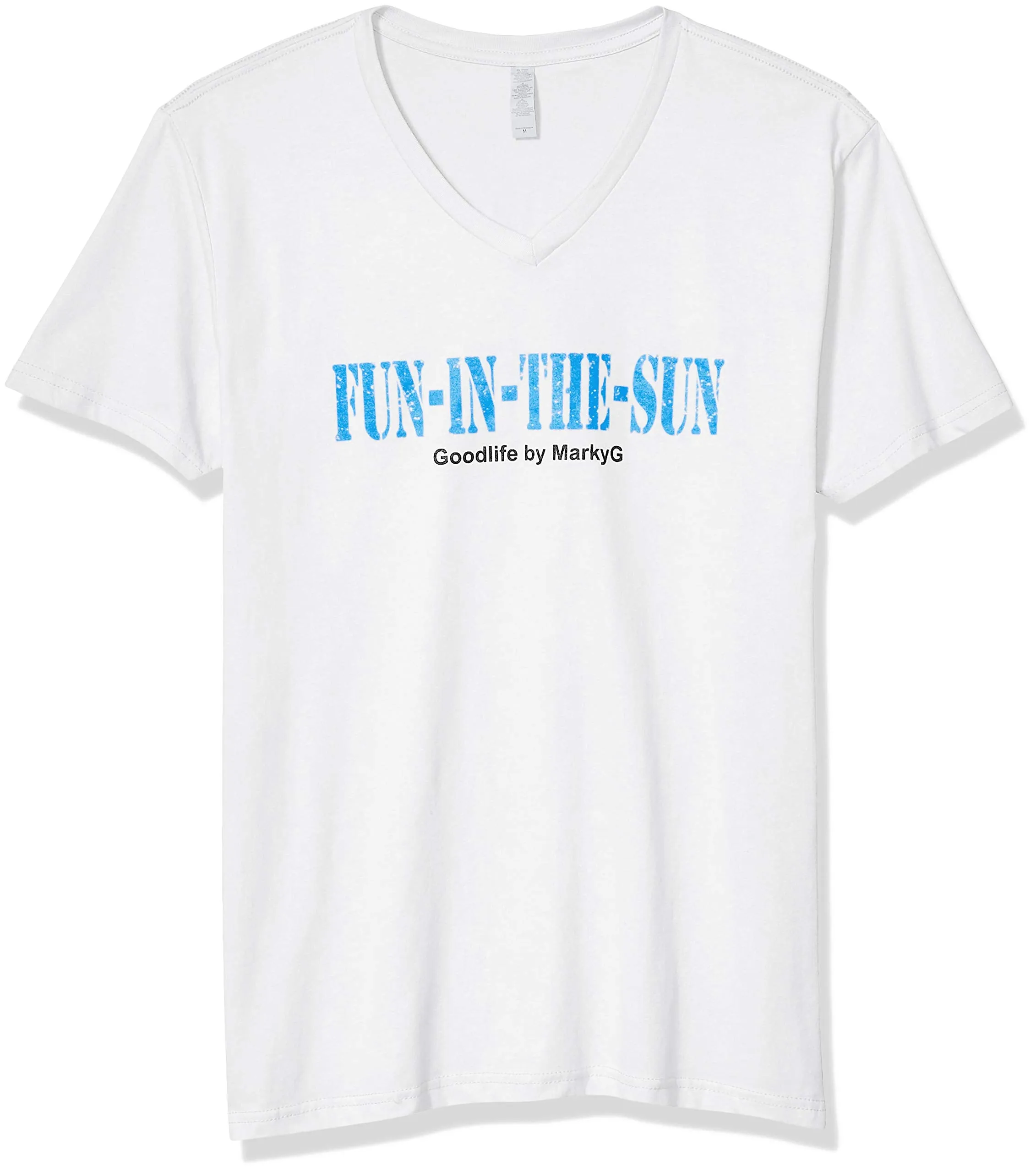 Marky G Apparel Men's Fun in the sun Graphic Printed Premium Tops Fitted Sueded Short Sleeve V-Neck T-Shirt