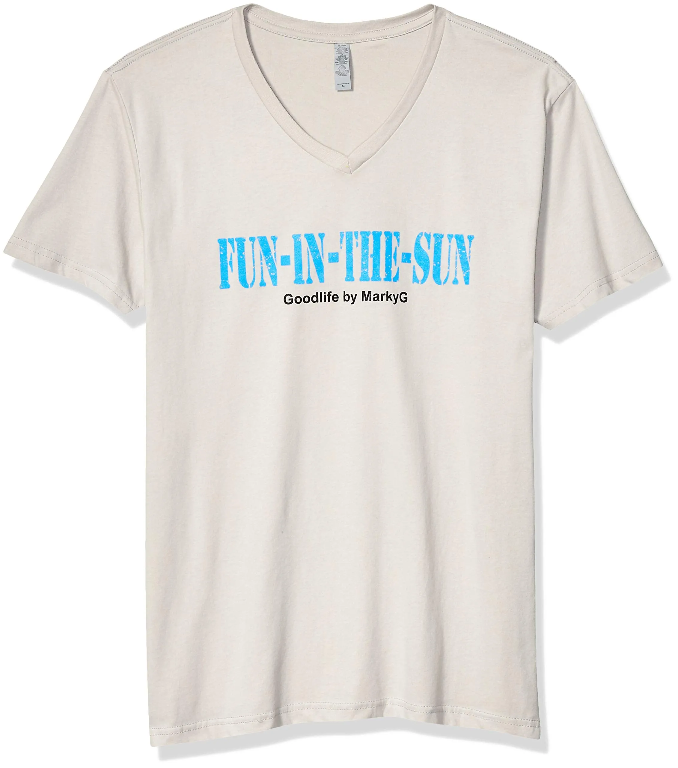 Marky G Apparel Men's Fun in the sun Graphic Printed Premium Tops Fitted Sueded Short Sleeve V-Neck T-Shirt
