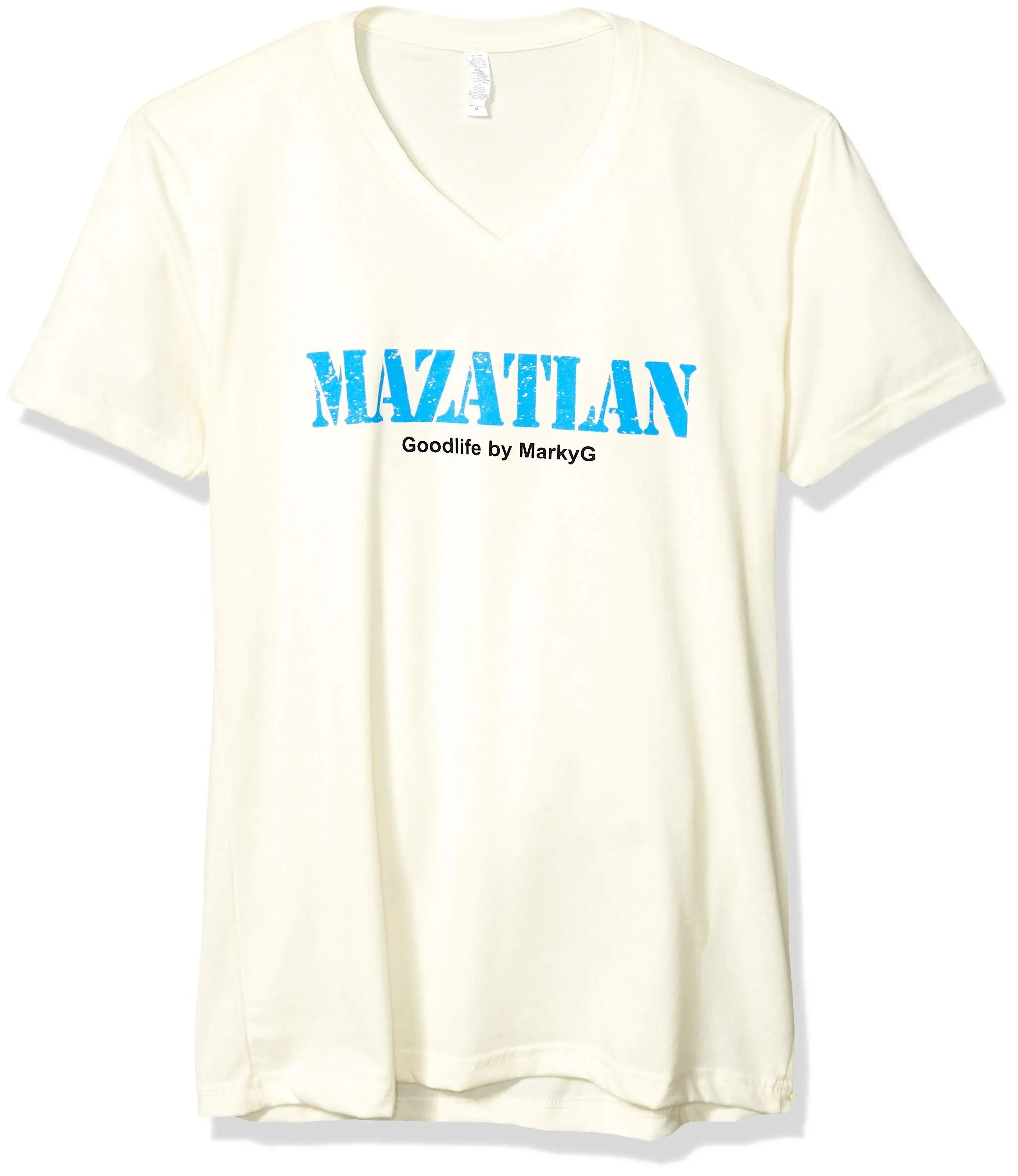 Marky G Apparel Men's Mazatlan Graphic Printed Premium Tops Fitted Sueded Short Sleeve V-Neck T-Shirt