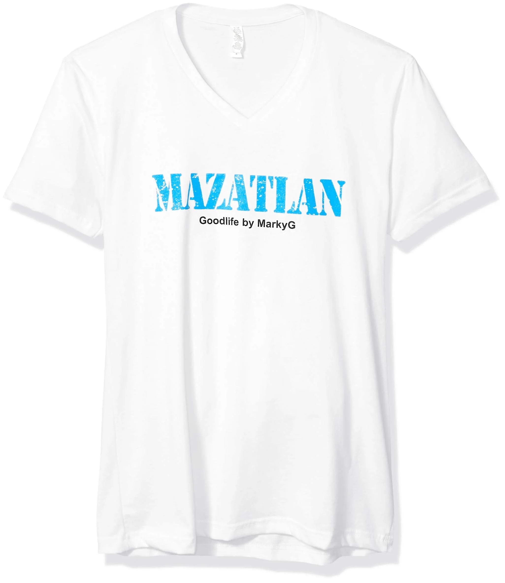Marky G Apparel Men's Mazatlan Graphic Printed Premium Tops Fitted Sueded Short Sleeve V-Neck T-Shirt