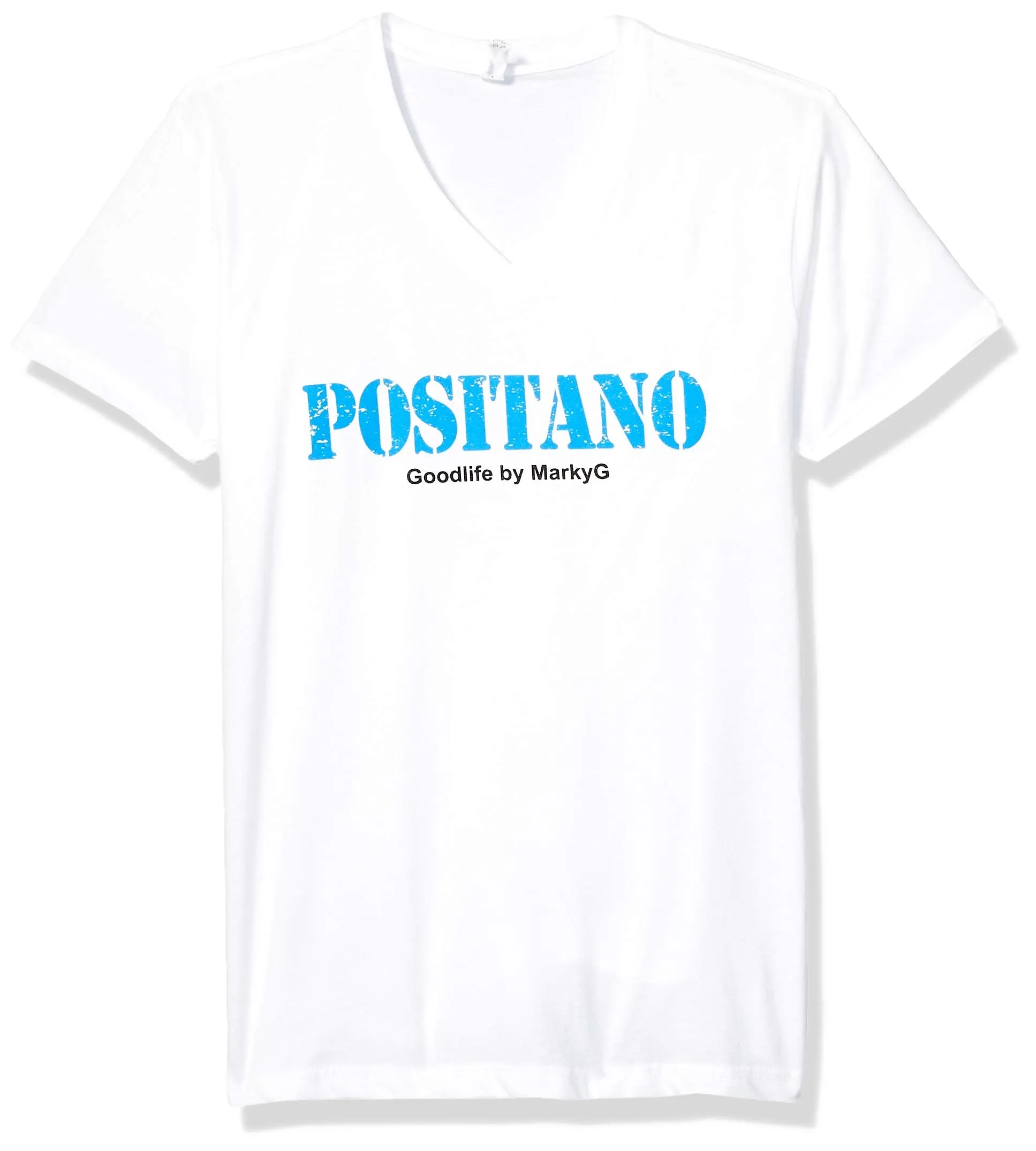 Marky G Apparel Men's Positano Graphic Printed Premium Tops Fitted Sueded Short Sleeve V-Neck T-Shirt