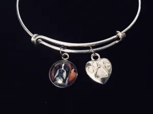 Mastiff Dog Jewelry Adjustable Bracelet Expandable Charm Bracelet Silver Bangle Paw Print Heart Dog Lover Gift Bull Mastiff Boxer Great Dane