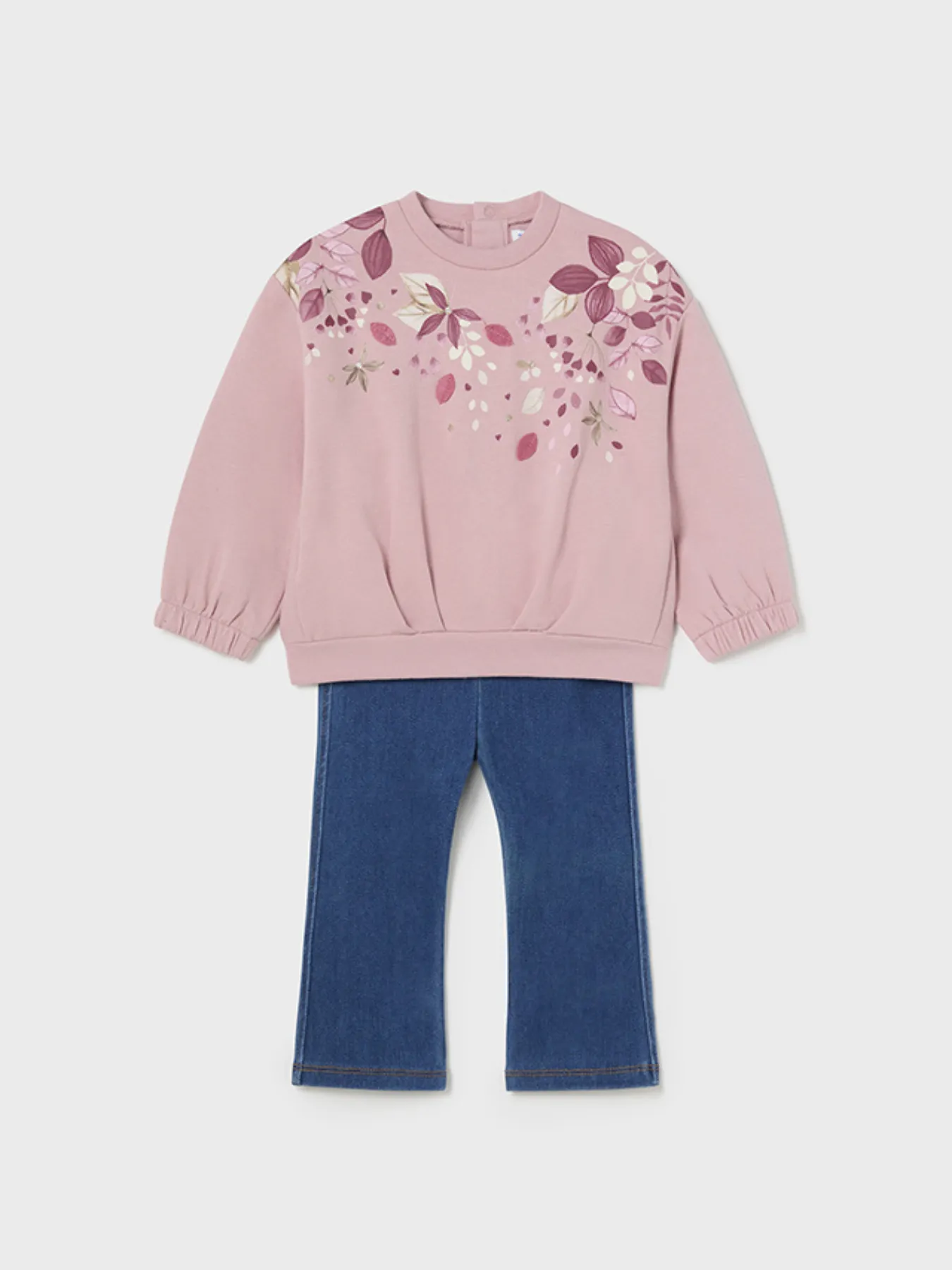 Mayoral Toddler Girl Floral Jumper & Denim Flare Set