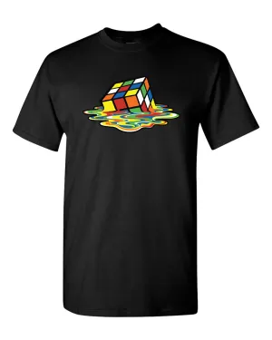 Melting CUBE T-Shirt CLASSIC Funny Party Tee  Rubik Cubic Tees