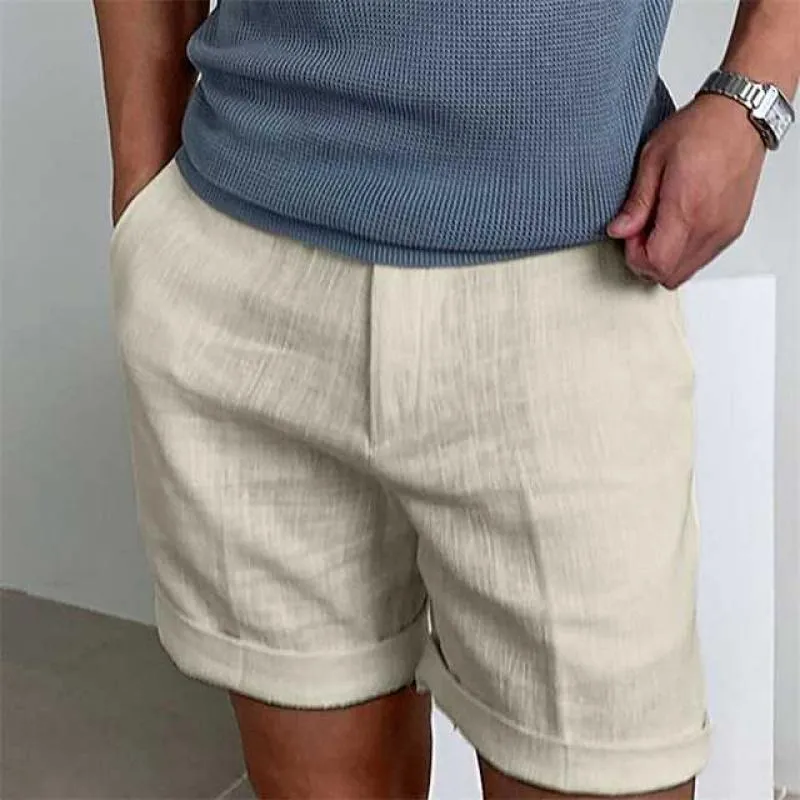 Men’s Linen Shorts – Relaxed Fit – Cuffed Hem – Lightweight Breathable Fabric