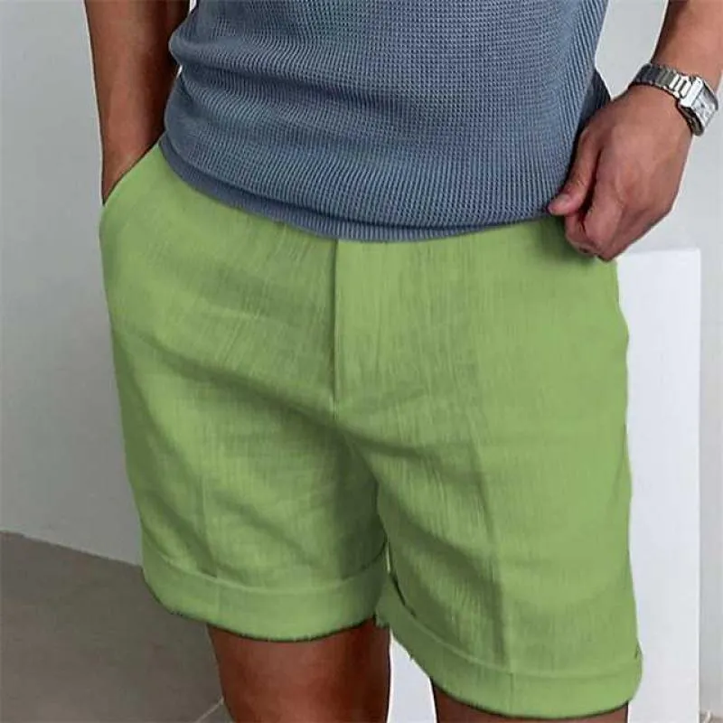 Men’s Linen Shorts – Relaxed Fit – Cuffed Hem – Lightweight Breathable Fabric