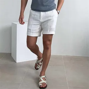 Men’s Linen Shorts – Relaxed Fit – Cuffed Hem – Lightweight Breathable Fabric