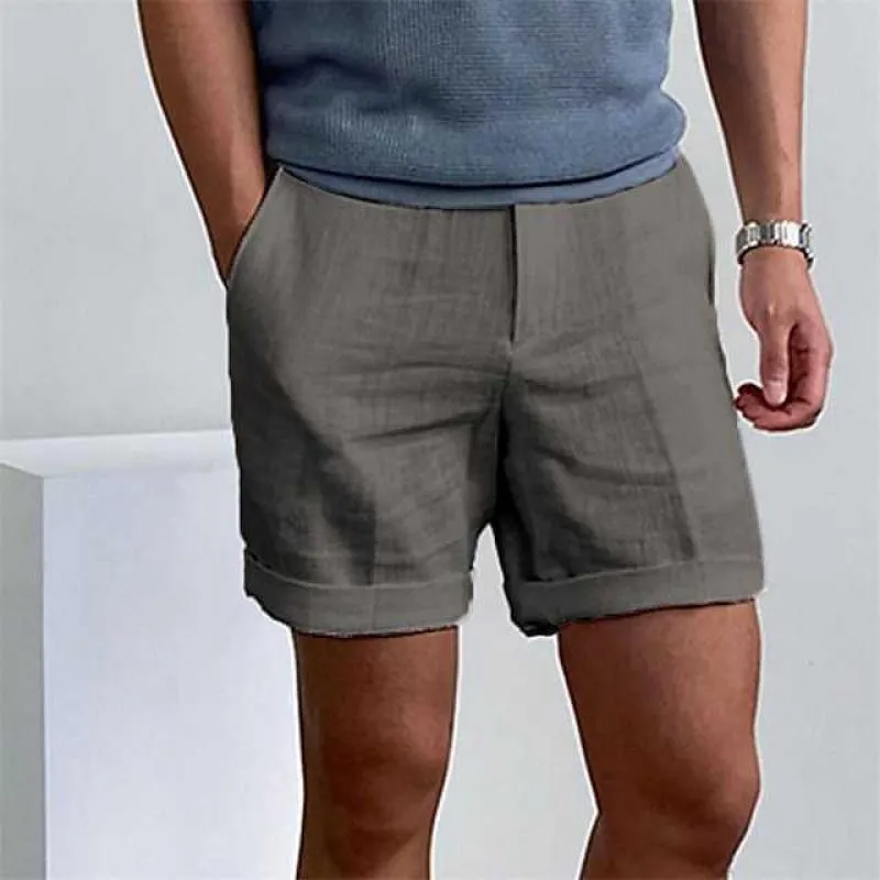 Men’s Linen Shorts – Relaxed Fit – Cuffed Hem – Lightweight Breathable Fabric