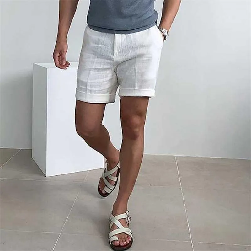 Men’s Linen Shorts – Relaxed Fit – Cuffed Hem – Lightweight Breathable Fabric