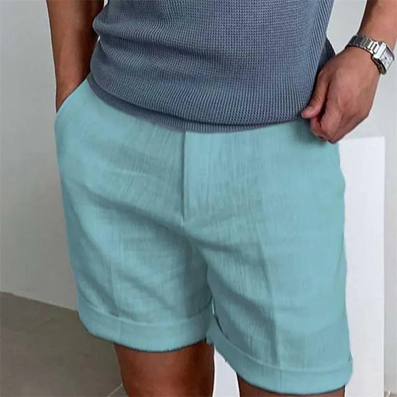 Men’s Linen Shorts – Relaxed Fit – Cuffed Hem – Lightweight Breathable Fabric