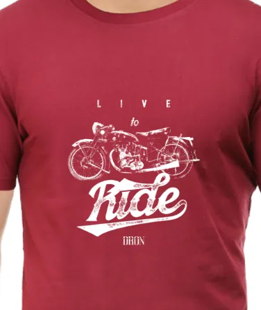 Men's Tshirt - DRON LIVE TO RIDE - ABA44 Maroon