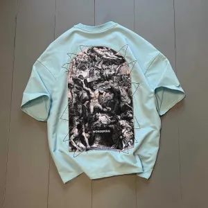 Men's white vintage art cotton short sleeve T-shirt
