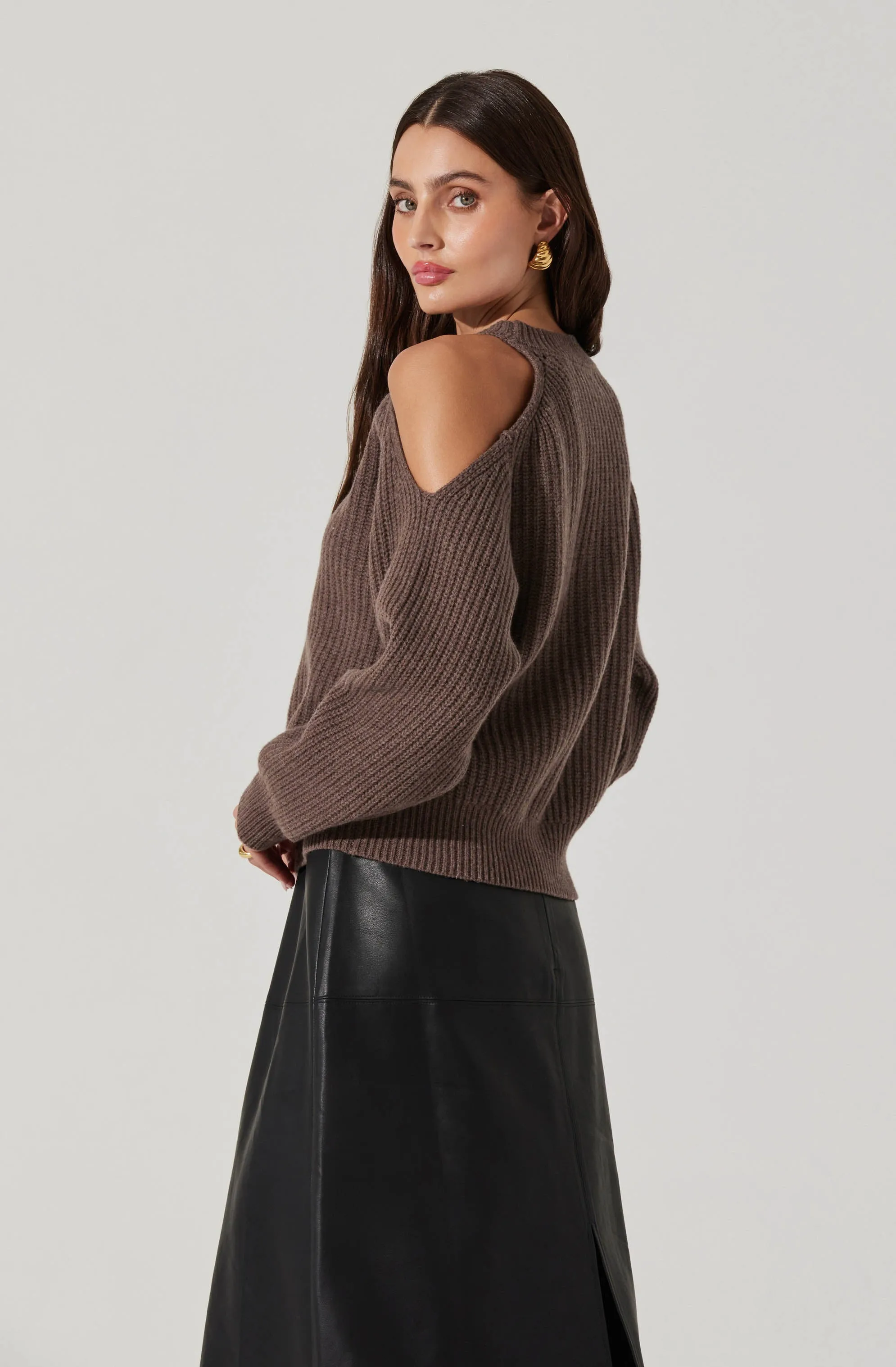 Millicent Ribbed Cold Shoulder Sweater