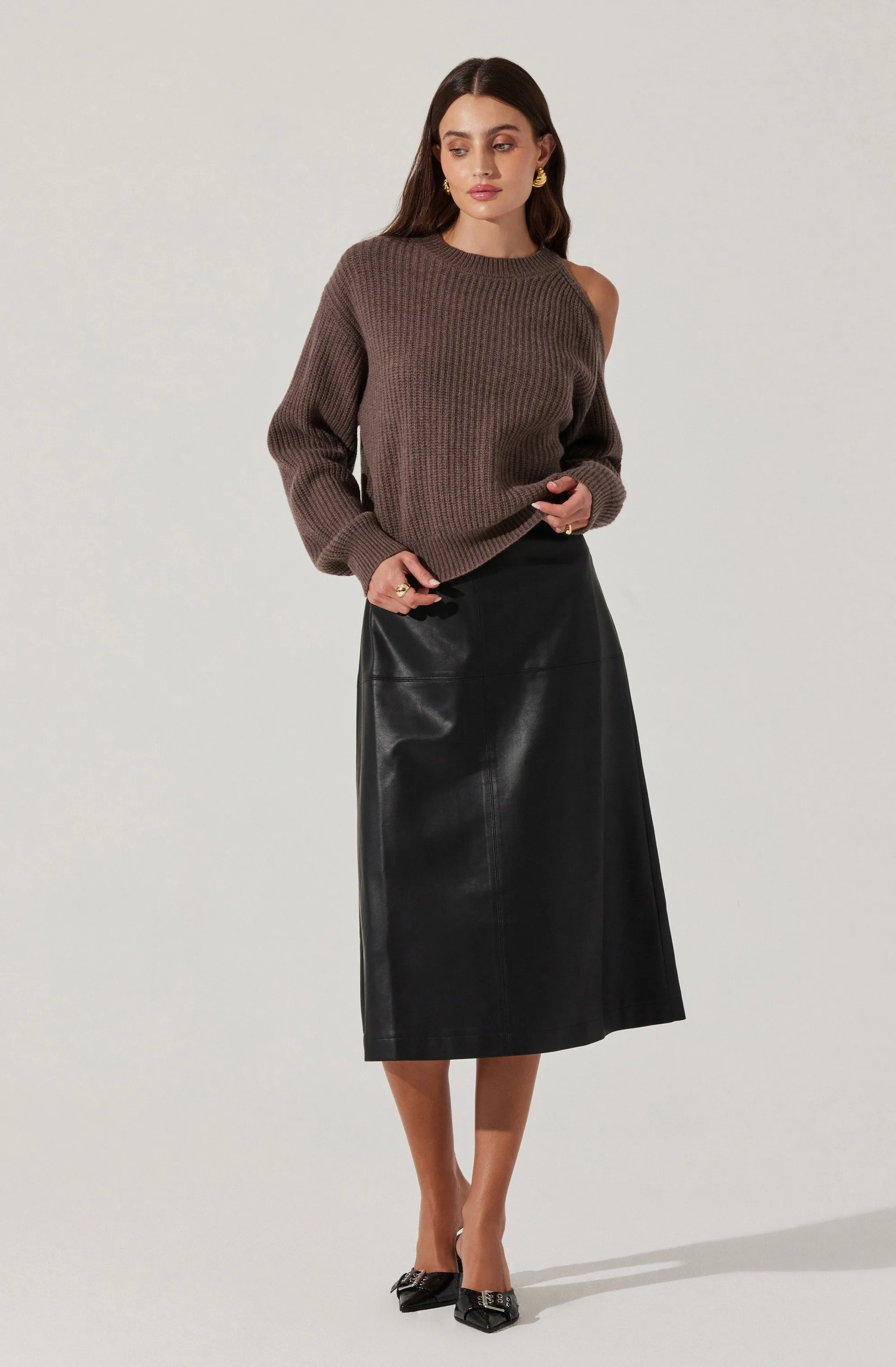 Millicent Ribbed Cold Shoulder Sweater