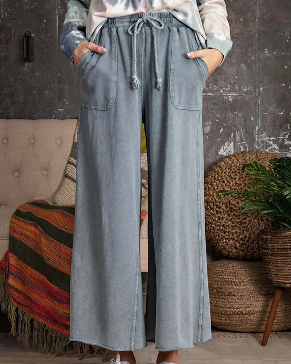 Mineral Wide Leg Pants in Sky
