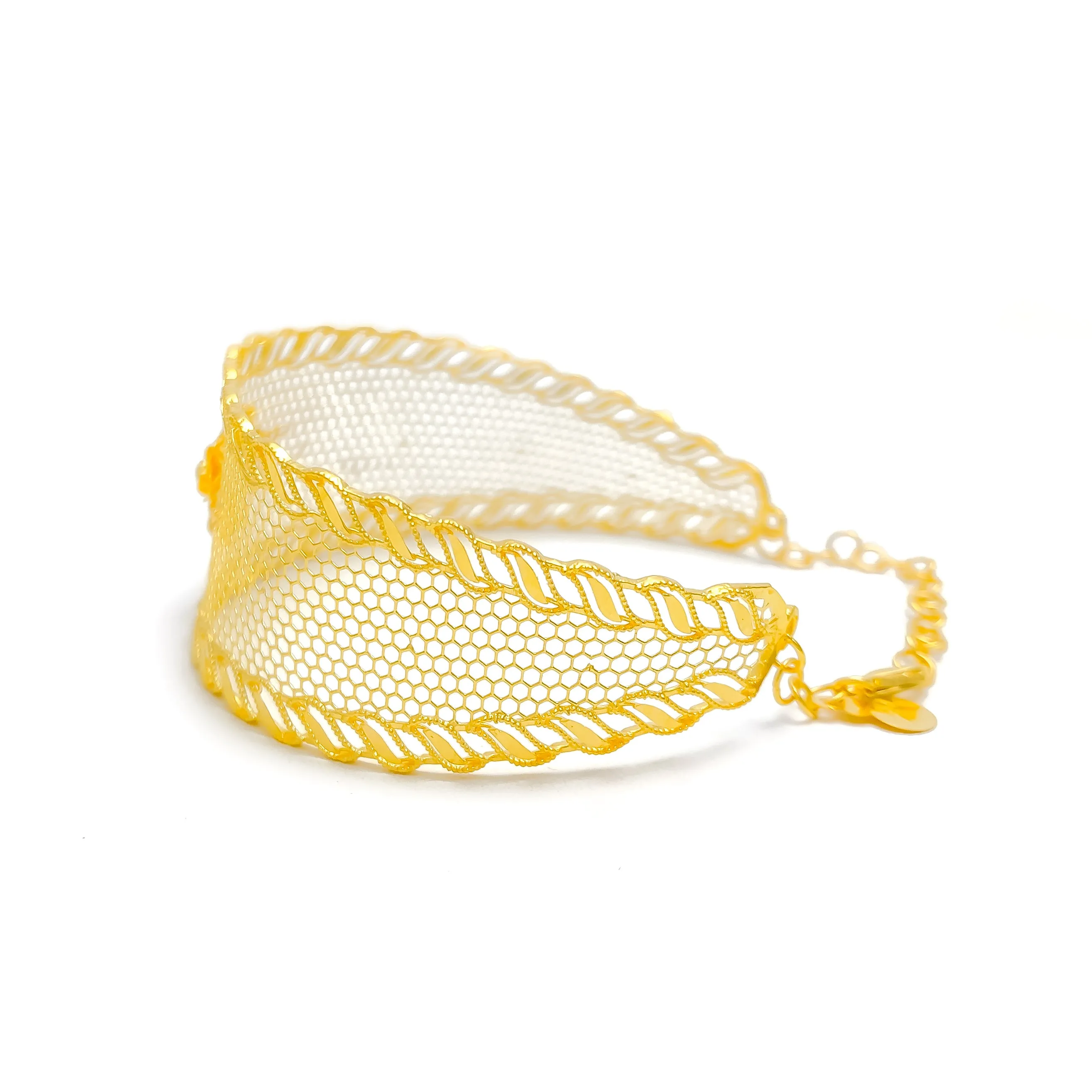 Minimalist Radiant Flower 21K Gold Bangle Bracelet