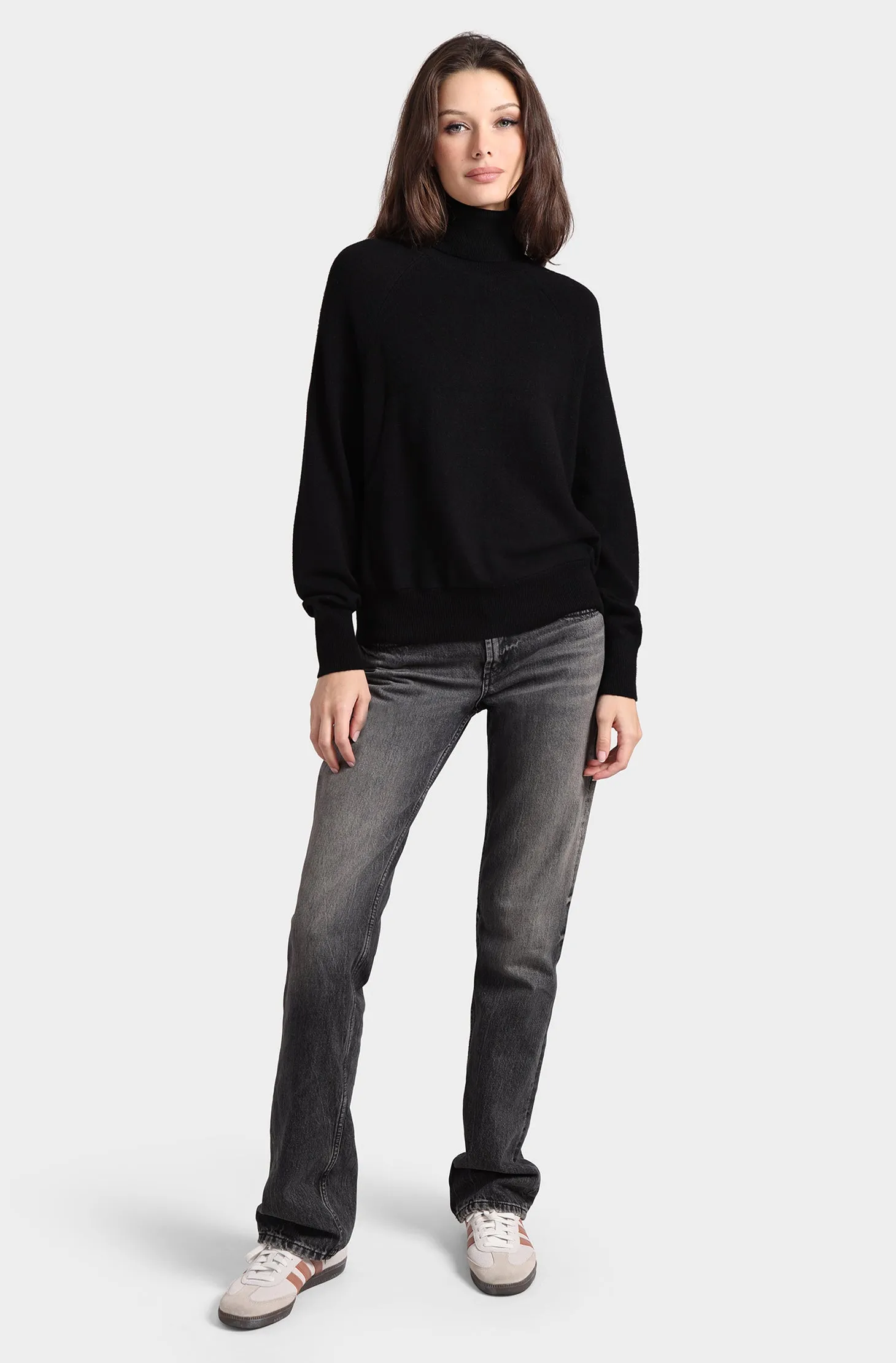 Minnie Rose Cashmere Oversized Pocket Turtleneck