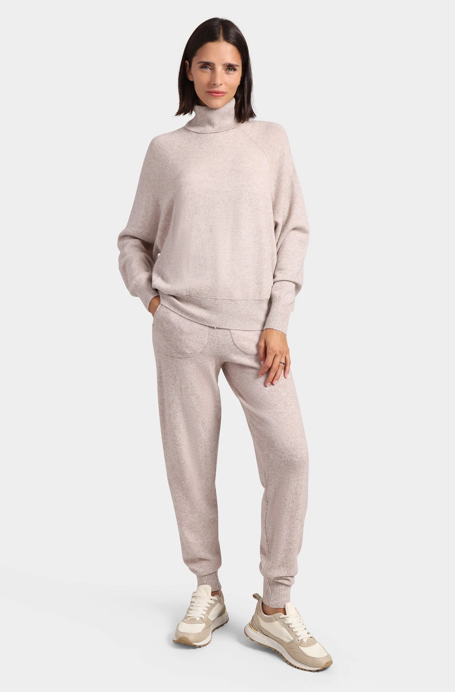 Minnie Rose Cashmere Oversized Pocket Turtleneck