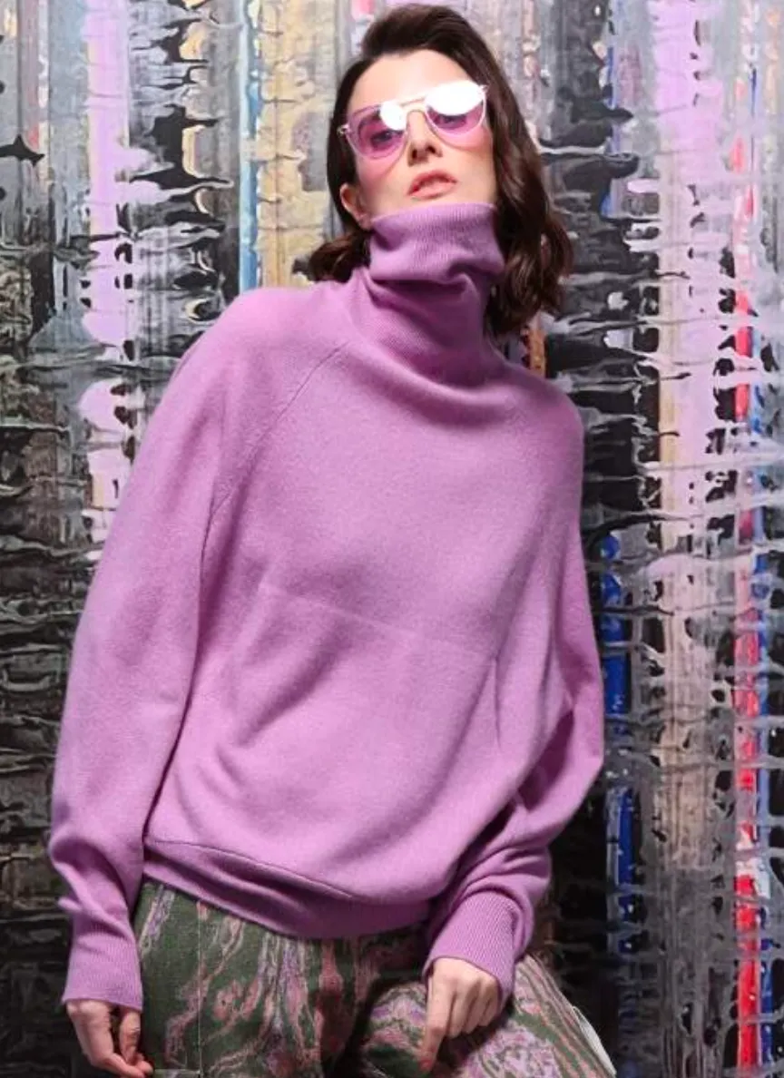 Minnie Rose Cashmere Oversized Pocket Turtleneck