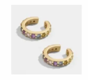 Mixed Color Rhinestone Channel Set in Gold Ear Cuff