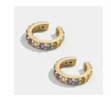 Mixed Color Rhinestone Channel Set in Gold Ear Cuff