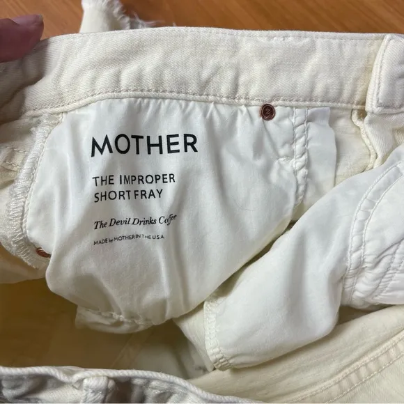 MOTHER The Improper Denim Short Fray in Lemonade