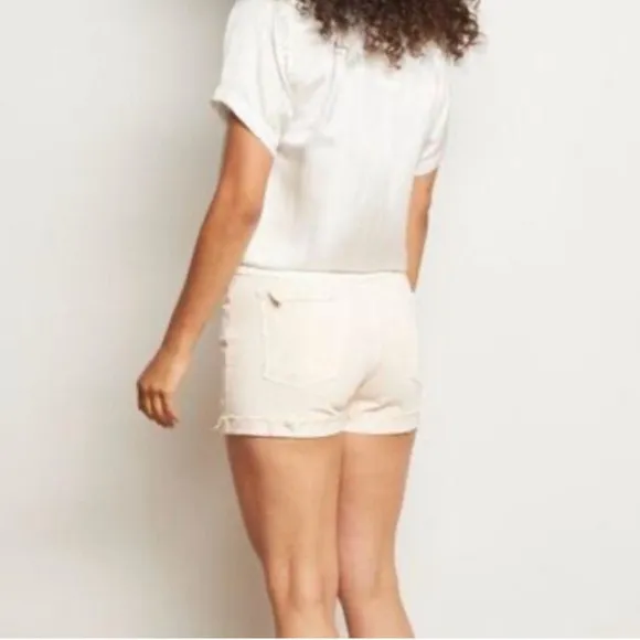 MOTHER The Improper Denim Short Fray in Lemonade
