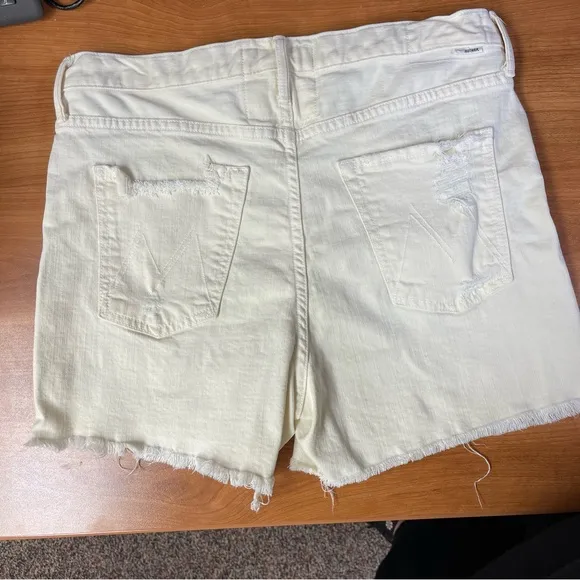MOTHER The Improper Denim Short Fray in Lemonade