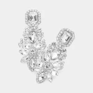 Multi Clear Stone Cluster Chandelier Clip on Pageant Earrings  | Prom Earrings |  624301