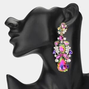 Multi Color Teardrop Stone Chandelier Pageant Earrings | Evening Earrings |  648661