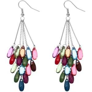 Multicolor Transparent Beaded Chandelier Earrings