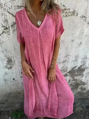 Naia – Robe V en coton et lin