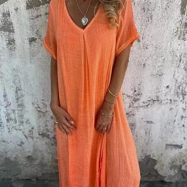 Naia – Robe V en coton et lin