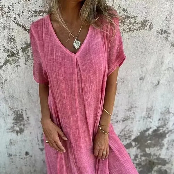 Naia – Robe V en coton et lin