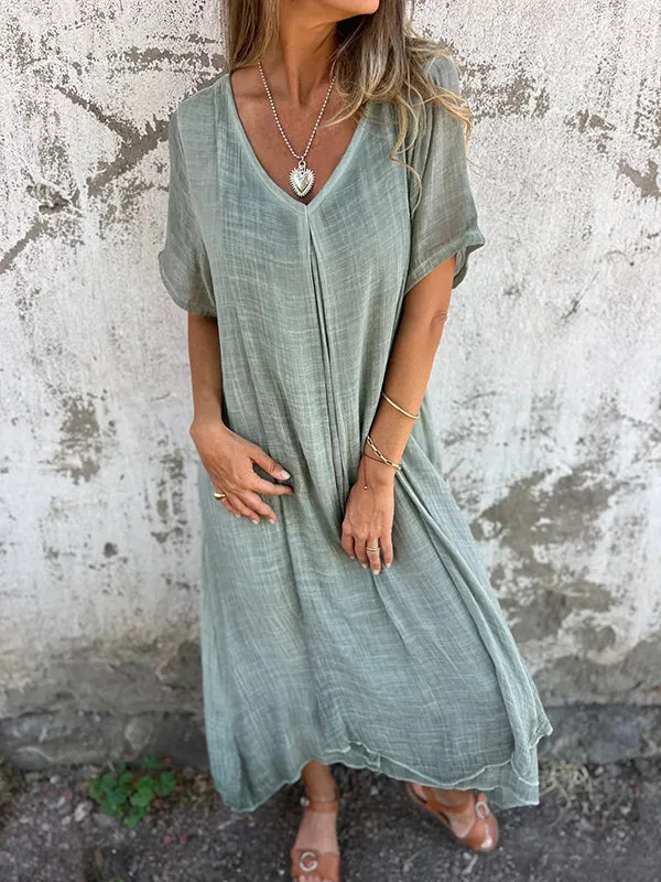 Naia – Robe V en coton et lin