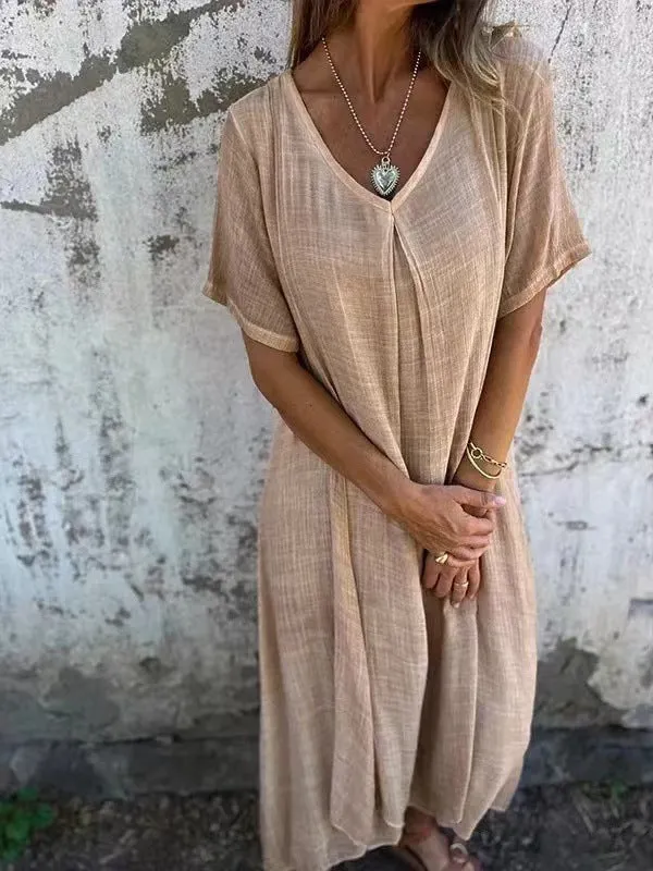 Naia – Robe V en coton et lin
