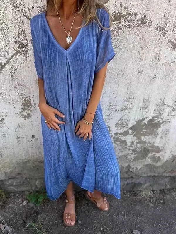 Naia – Robe V en coton et lin