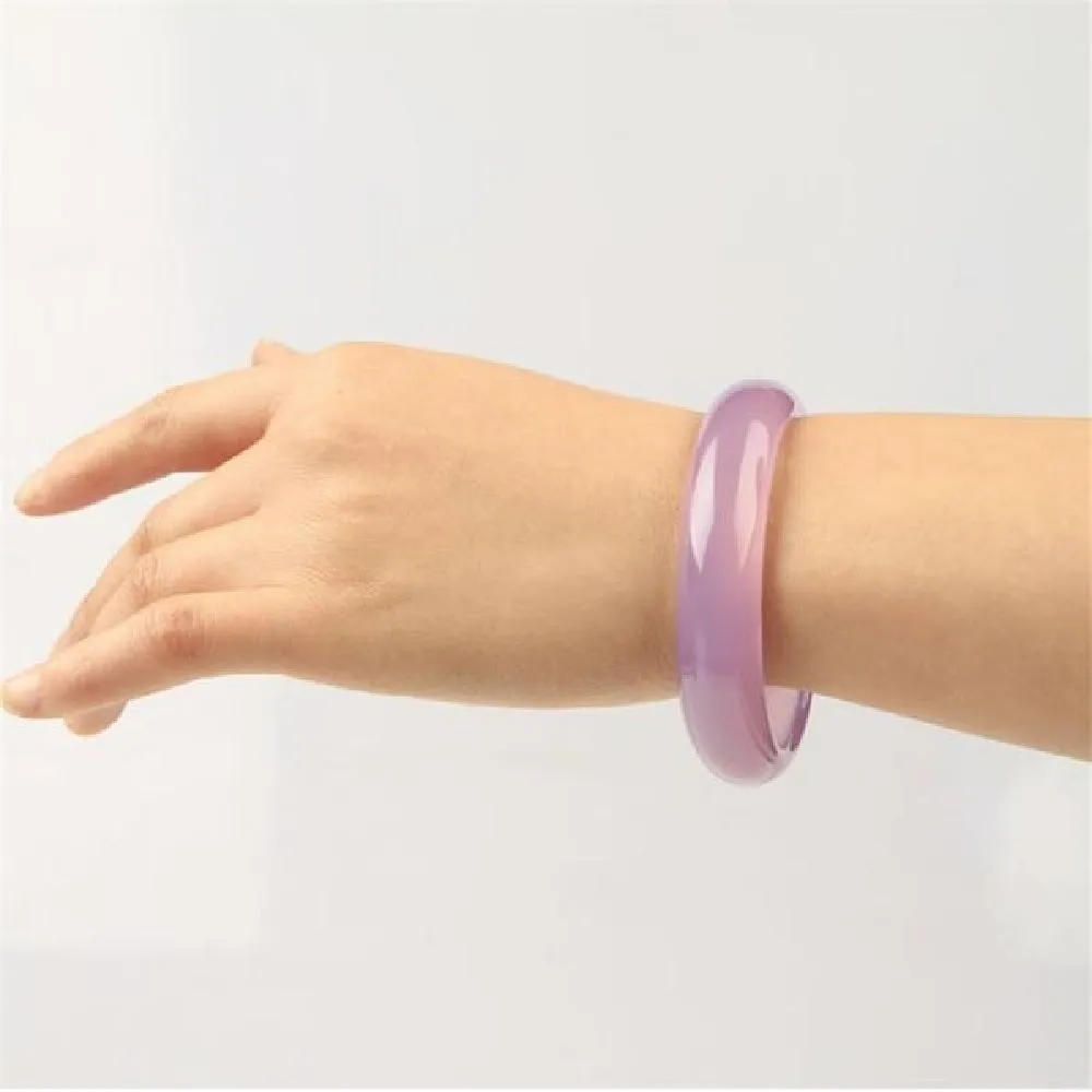 Natural Jade Pink Round Bangles