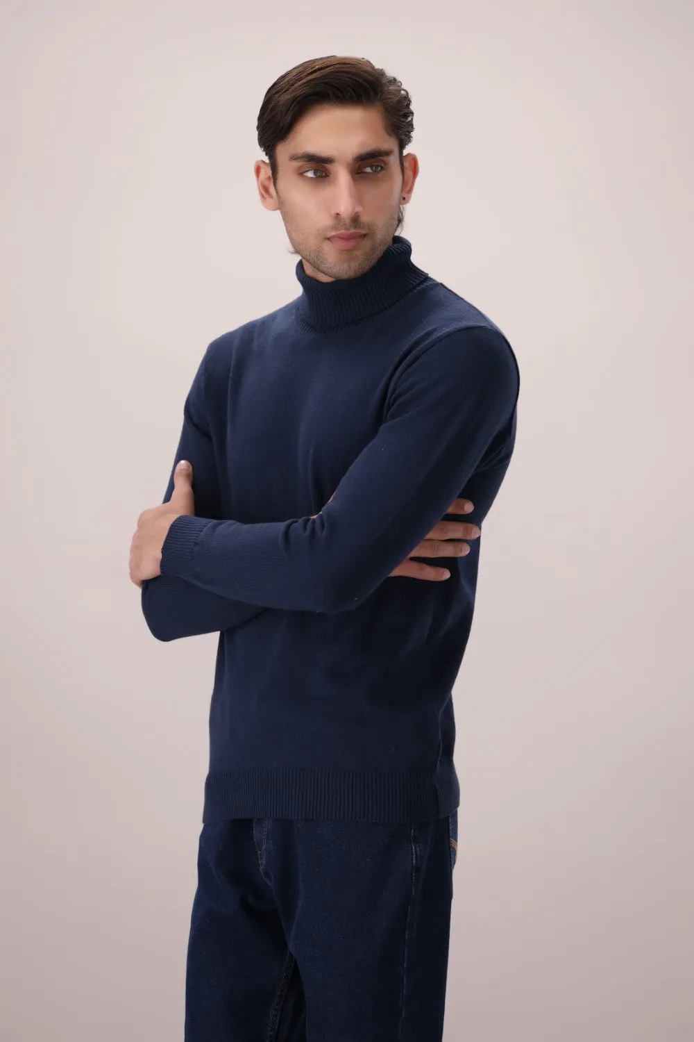 Navy Blue High Neck